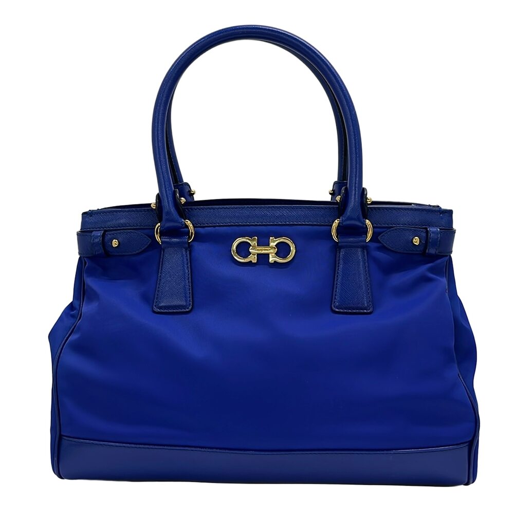 Salvatore Ferragamo Gancini Handbag Nylon Leather
